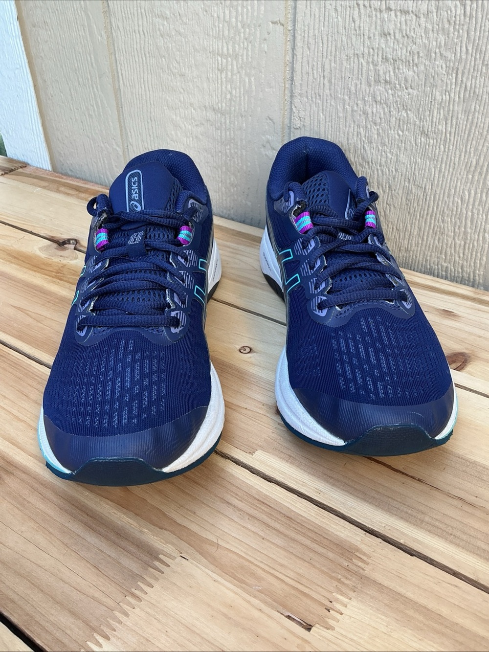 ASICS Navy Running Sneakers with Teal Accents - Picture 3 of 7